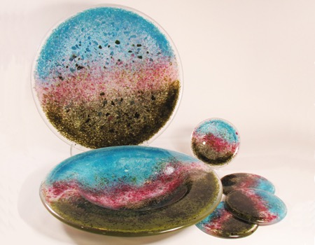 meadow plate, rim, coasters page
