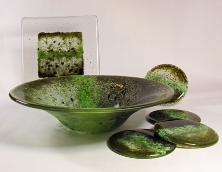 olive fluted, small square, coasters page