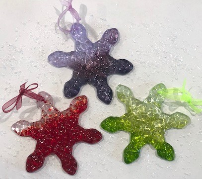 ombre snowflakes red purple green